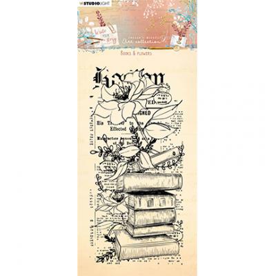 StudioLight Write Your Story Nr.209 Slimline Clear Stamps - Books & Flowers